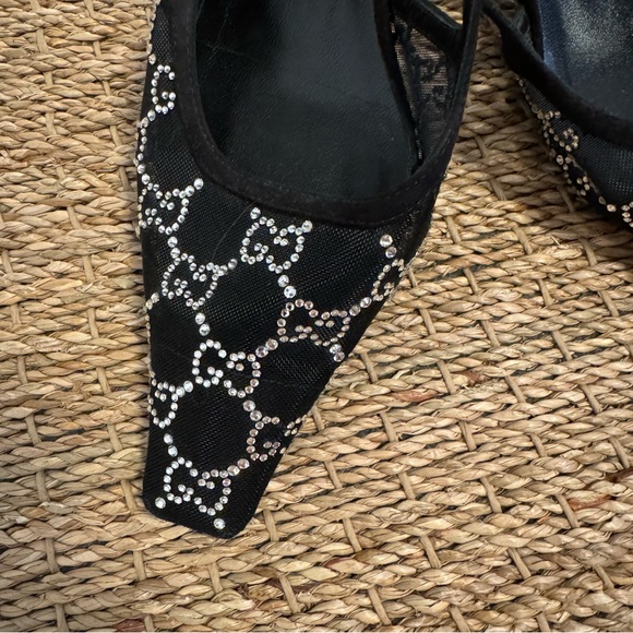 Gucci “Tom” crystal GG sling backs kitten heel size 39.5 - Picture 3 of 6